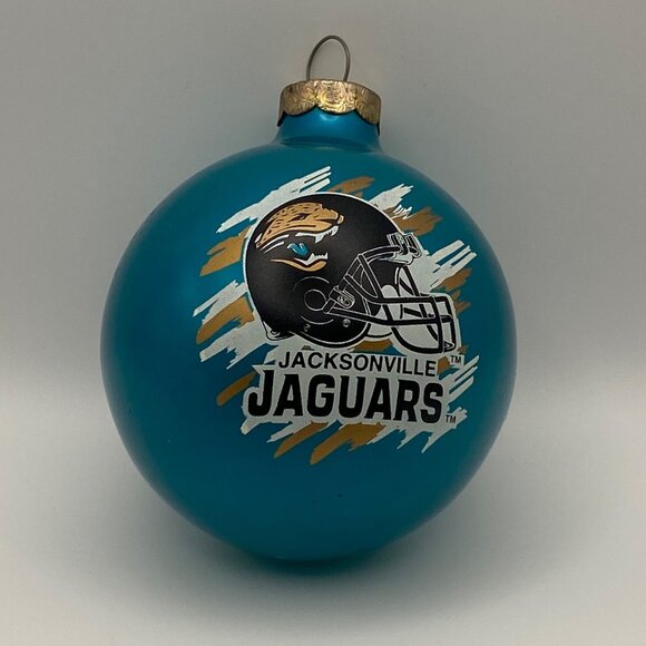 Jacksonville Jaguars NFL Teal Glass Christmas Ornament Football Helmet Logo - Picture 1 of 10